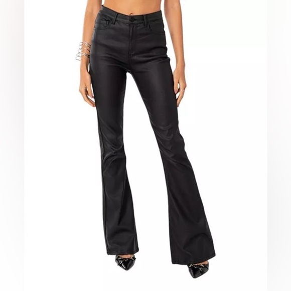 Edikted Midnight Black Flare Pants - Picture 2 of 4